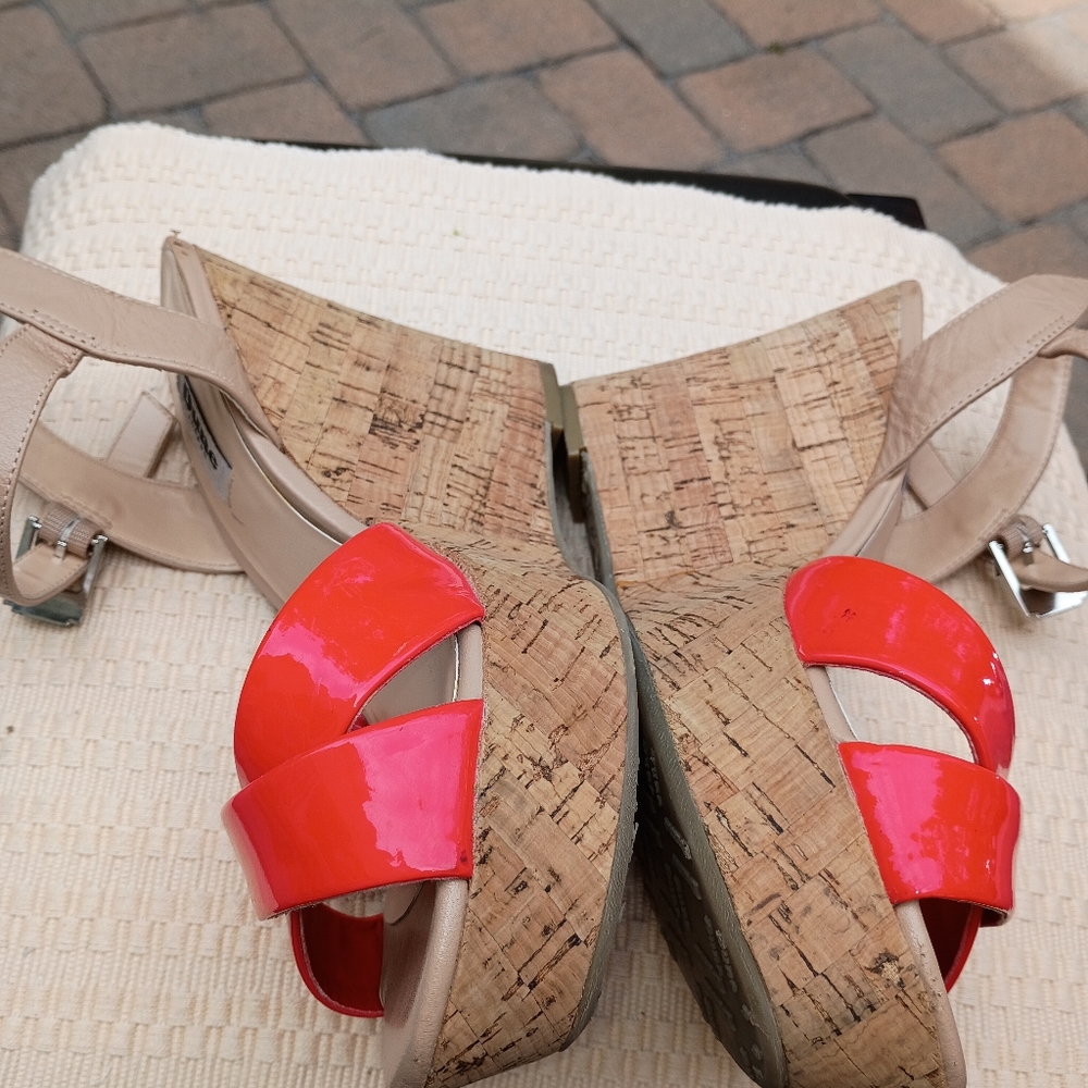 NET.Dune London Orange and Tan Wedge .size 9.Small discoloration See Last Pictur - Picture 6 of 12